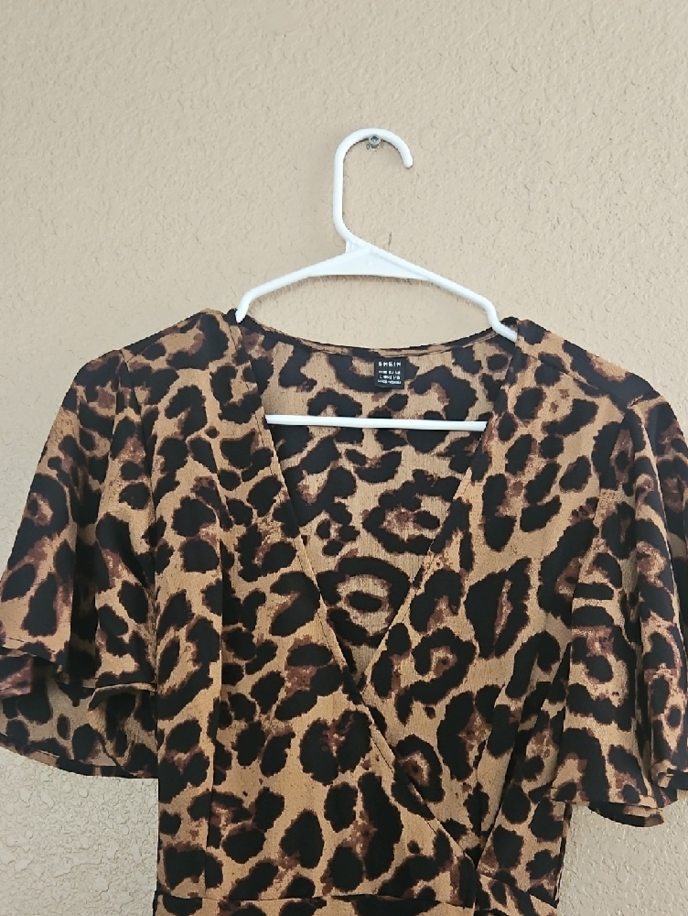 SHEIN Leopard Print Wrap Midi Dress - Brown & Black - Picture 2 of 3
